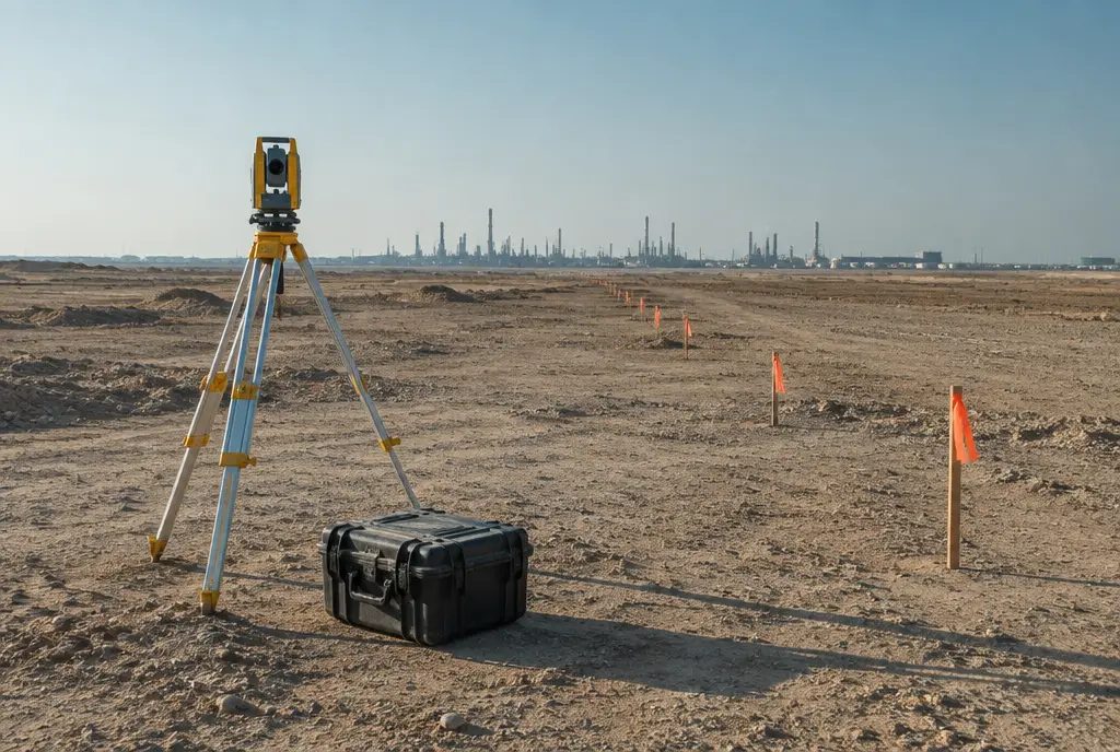 Environmental site assessment with survey pegs marking a project boundary